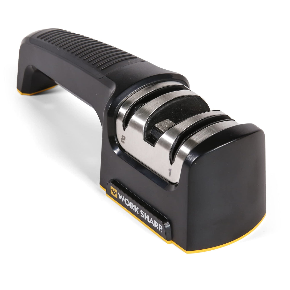 WORK SHARP front view showing compact design and two-stage slots for fast sharpening