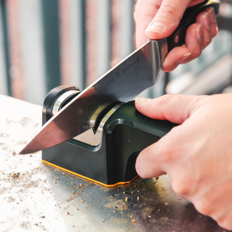 WORK SHARP stored in kitchen drawer demonstrating compact portability and neat storage