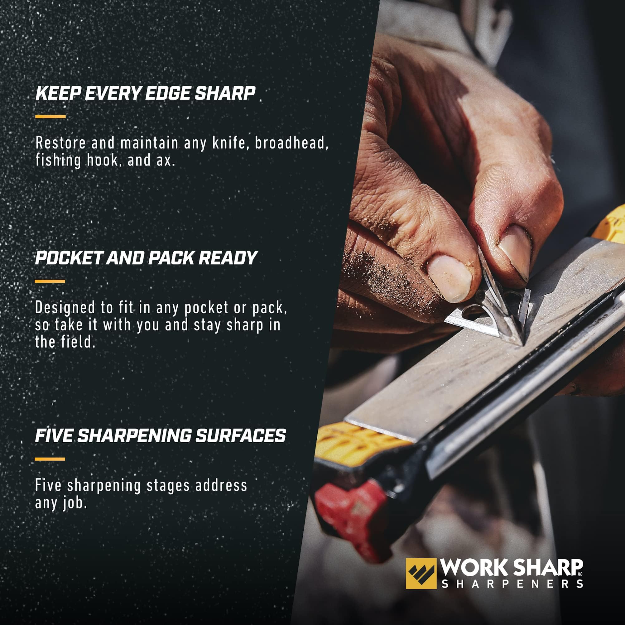 Work Sharp on a campsite table showing travel-ready edge maintenance