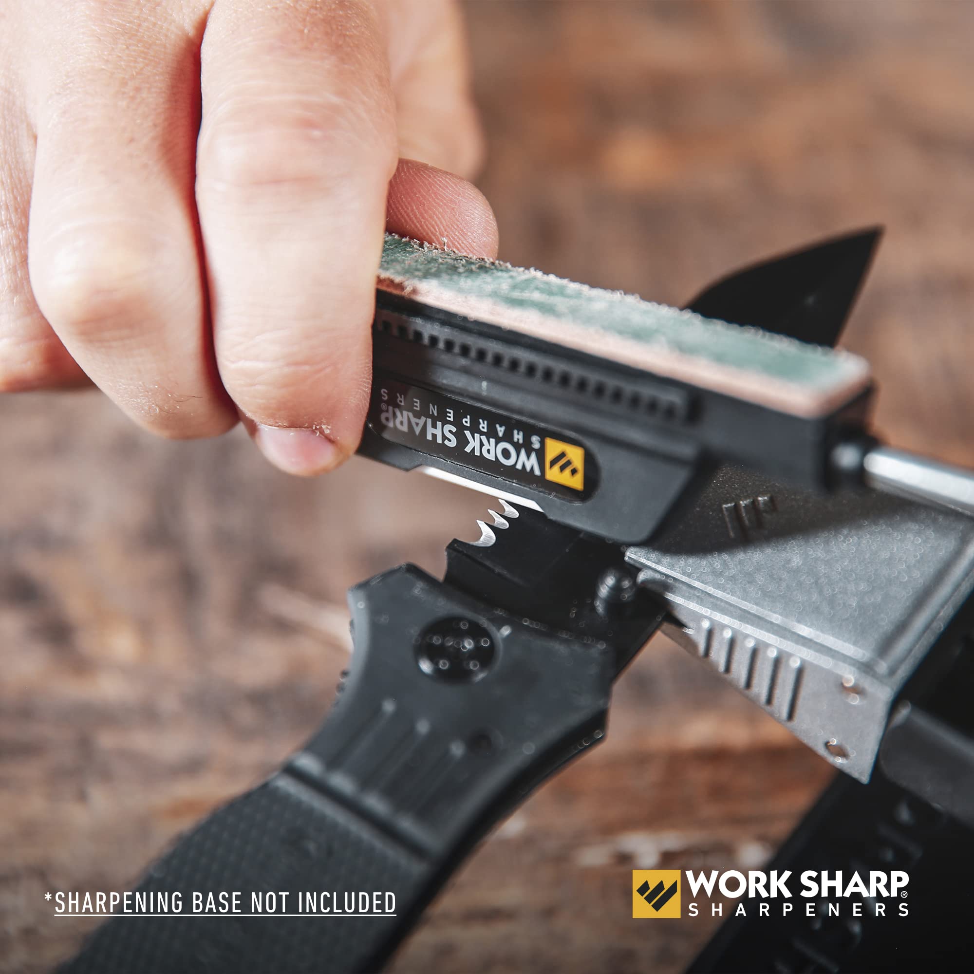 WORK SHARP kit beside kitchen knife to show scale and practical sharpening benefit