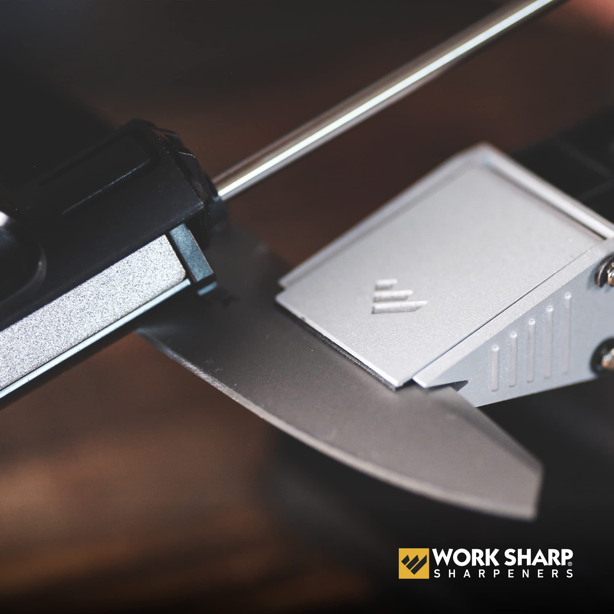 WORK SHARP size comparison on ruler showing compact portable footprint