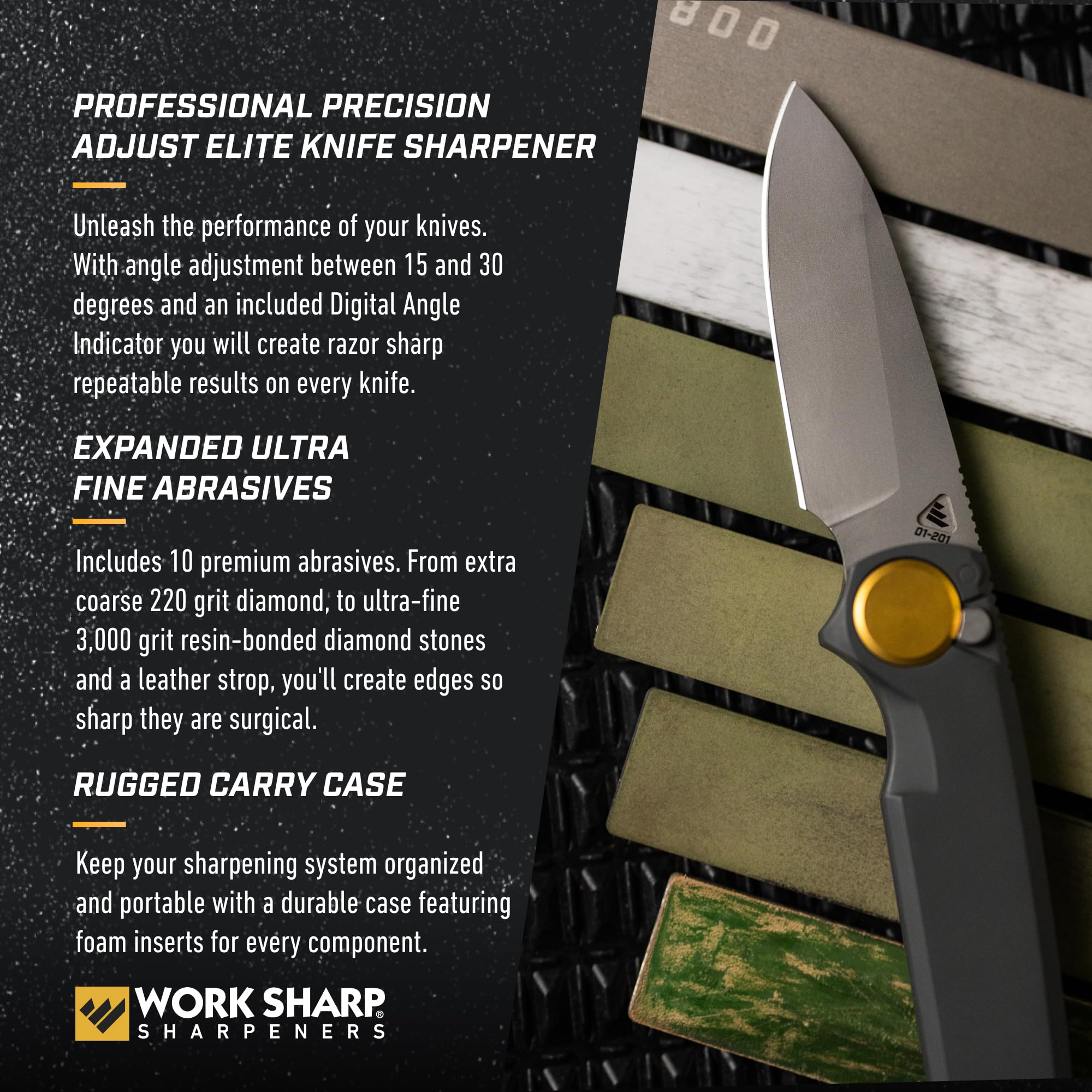 WORK SHARP small knife table stabilizing a pen blade for accurate sharpening down to 15 degrees