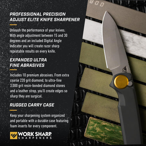 WORK SHARP small knife table stabilizing a pen blade for accurate sharpening down to 15 degrees
