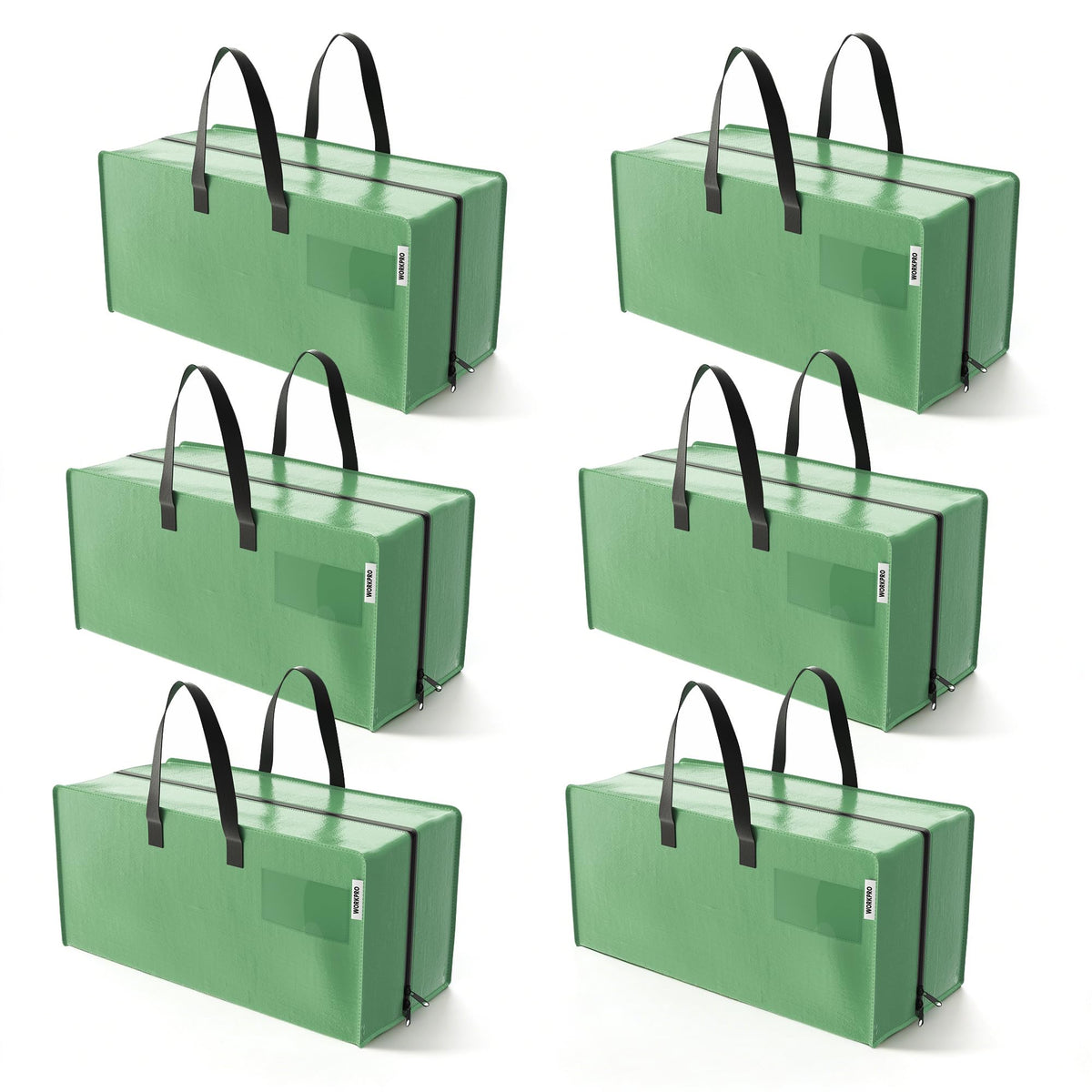 WORKPRO front view of six bags showing size and set for easy moving