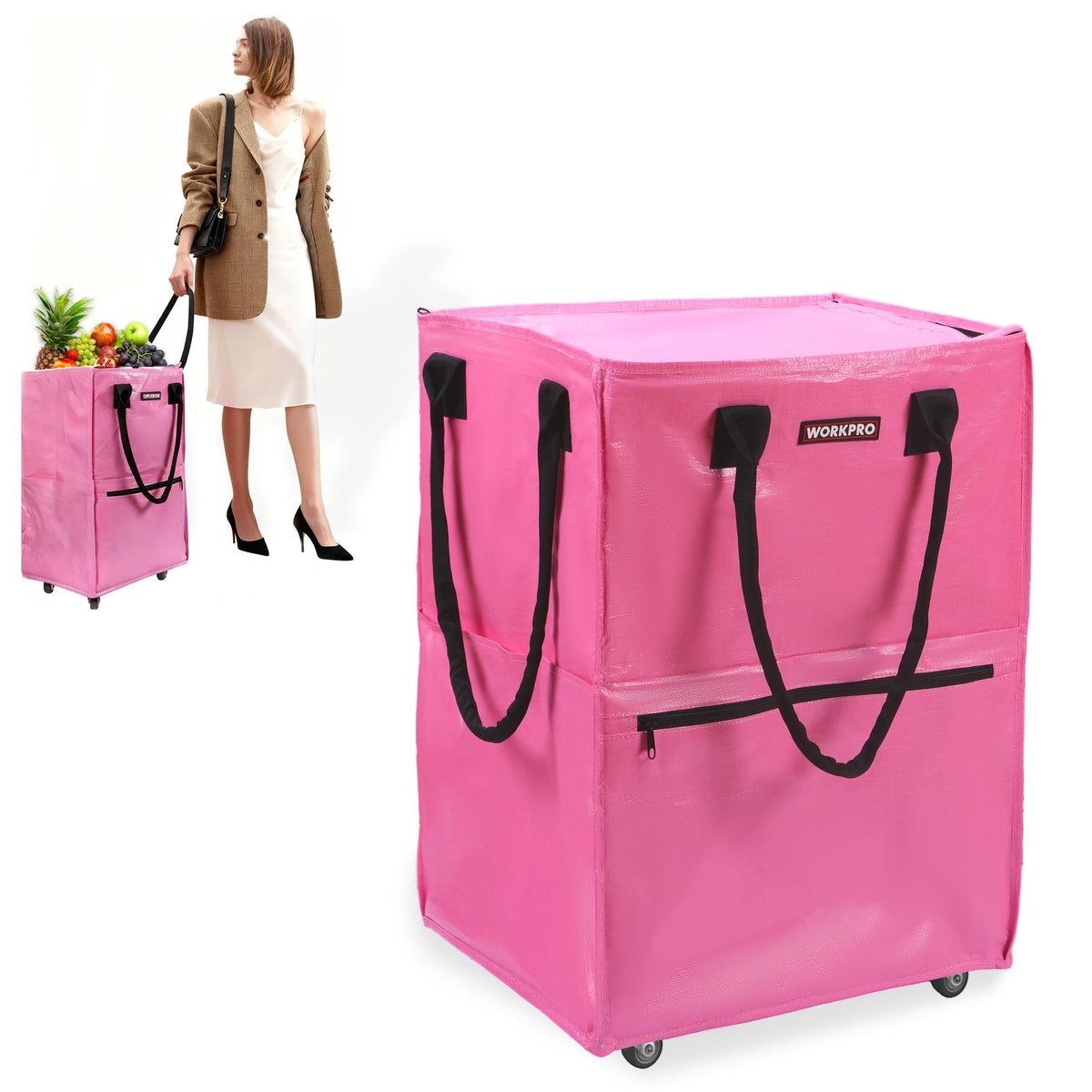 WORKPRO front view showing tote shape and large capacity for easier shopping