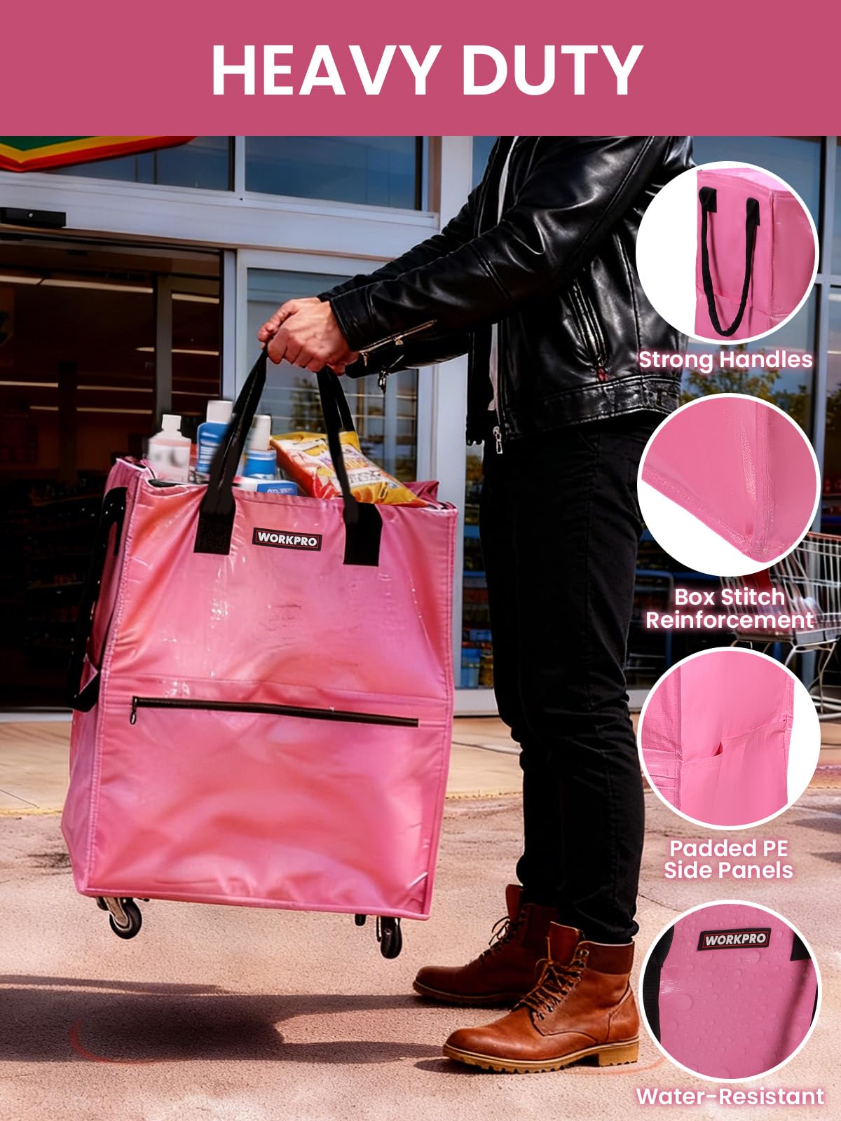 WORKPRO open interior with pockets showing organized storage benefit