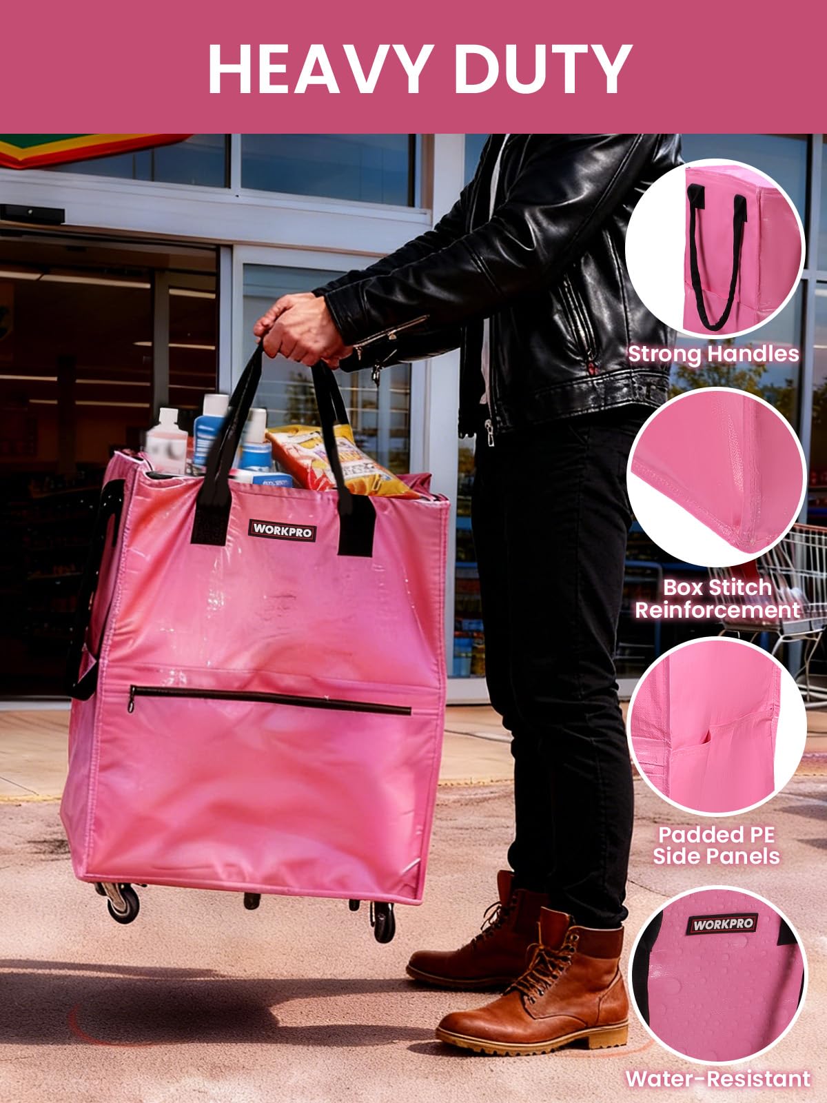 WORKPRO closeup of padded side panels protecting items and adding durability