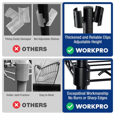 WORKPRO unit in garage holding tools and bins for better workspace order