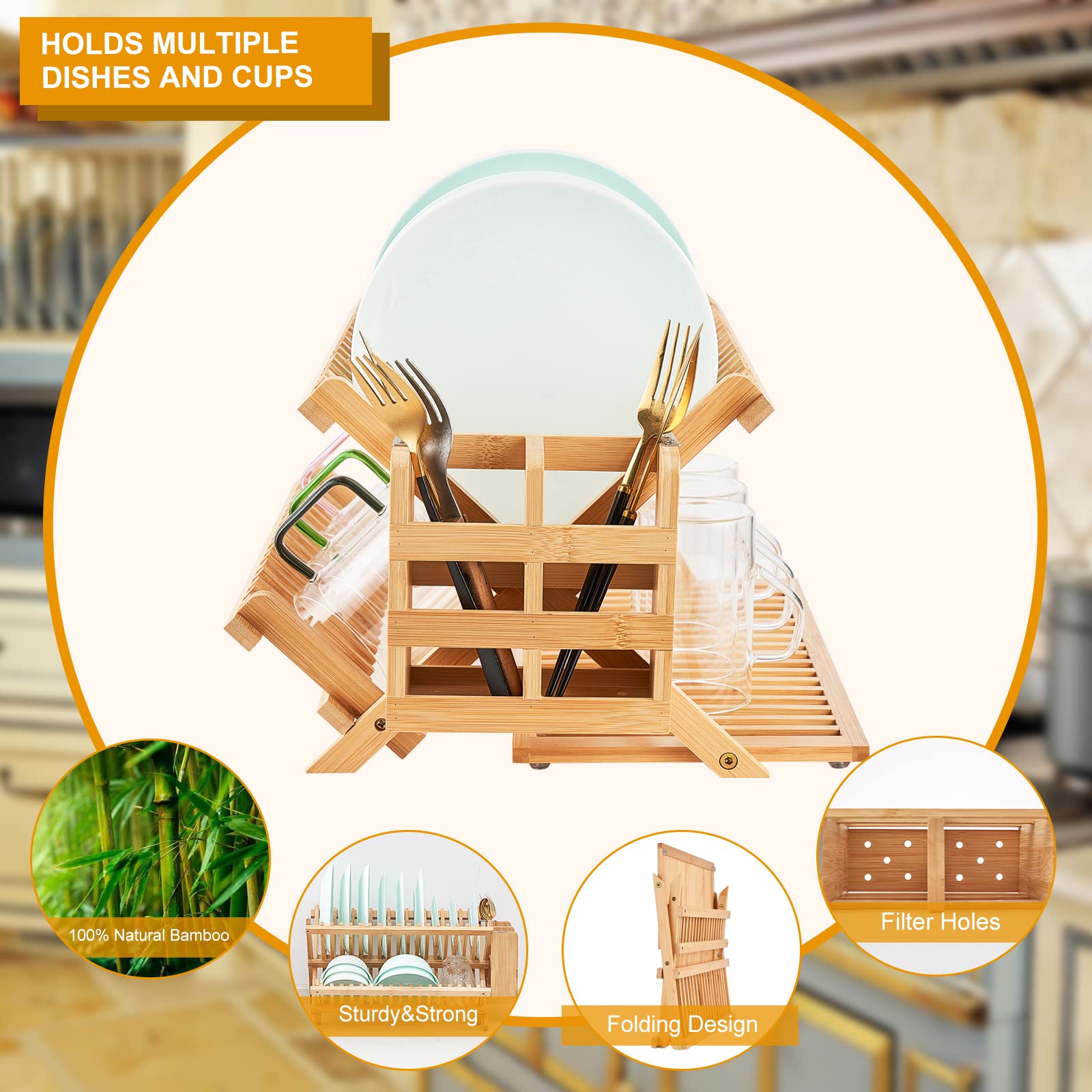 Worthyeah rack on kitchen counter in lifestyle scene adding warmth and declutter benefit