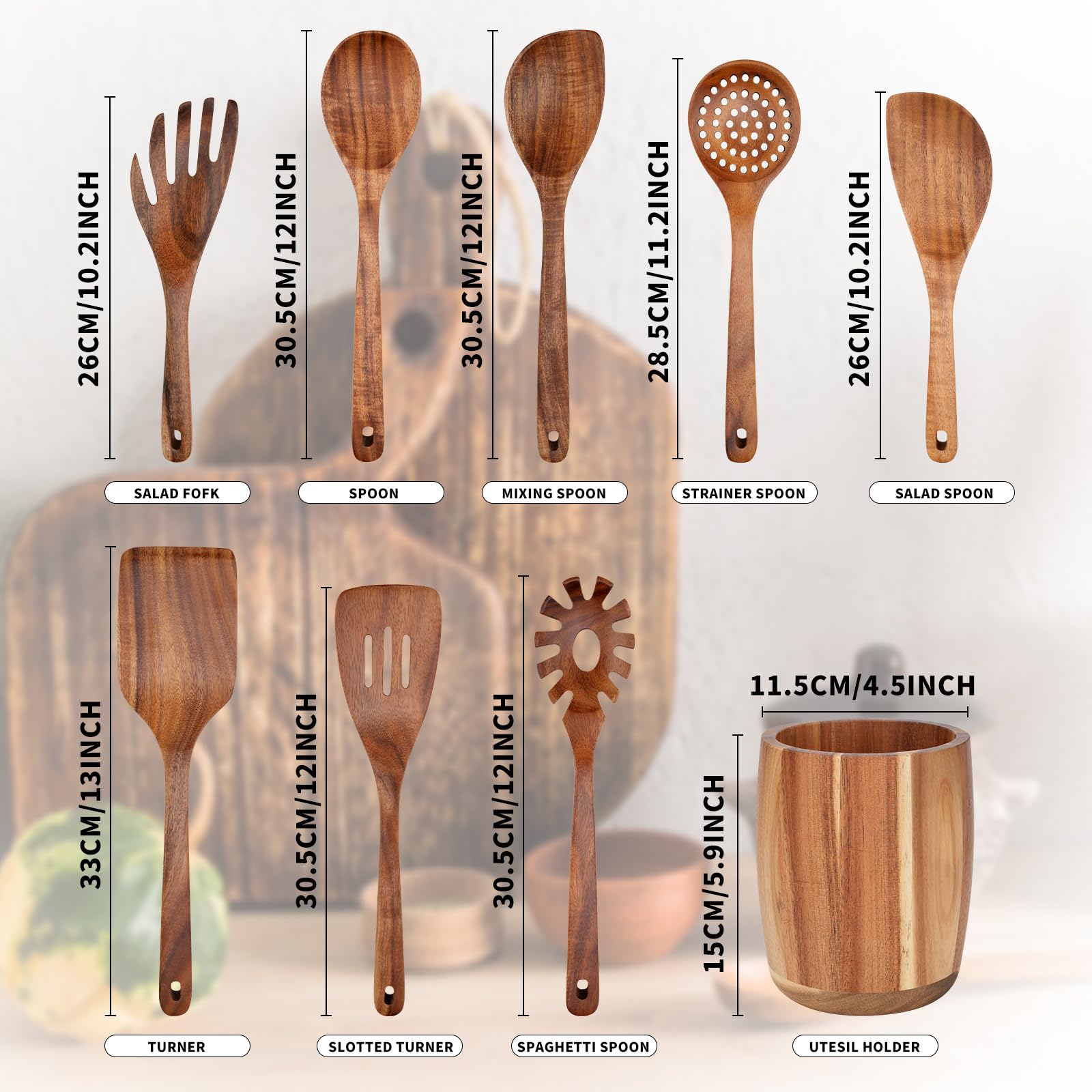 wosponfan spoons arranged top view demonstrating varied shapes for versatile cooking