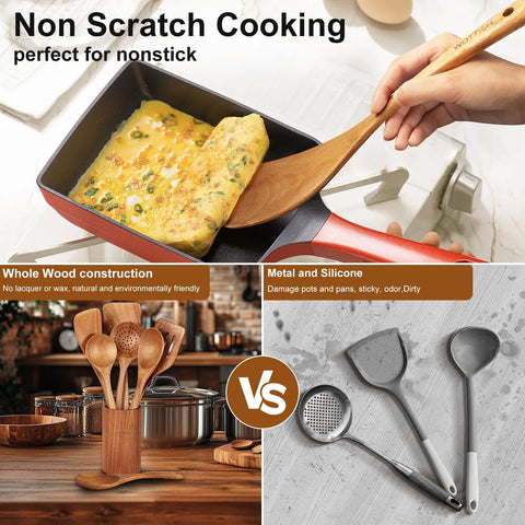 WOTTISH mixing spoon with salad fork and spoon for versatile serving benefit