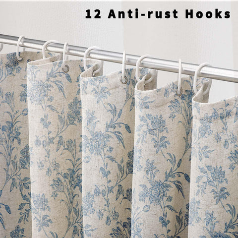 WOUVMA curtain installed in bathroom creates rustic, calming atmosphere