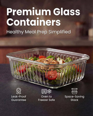WOVOW stacked containers in fridge saving space and organizing meals benefit