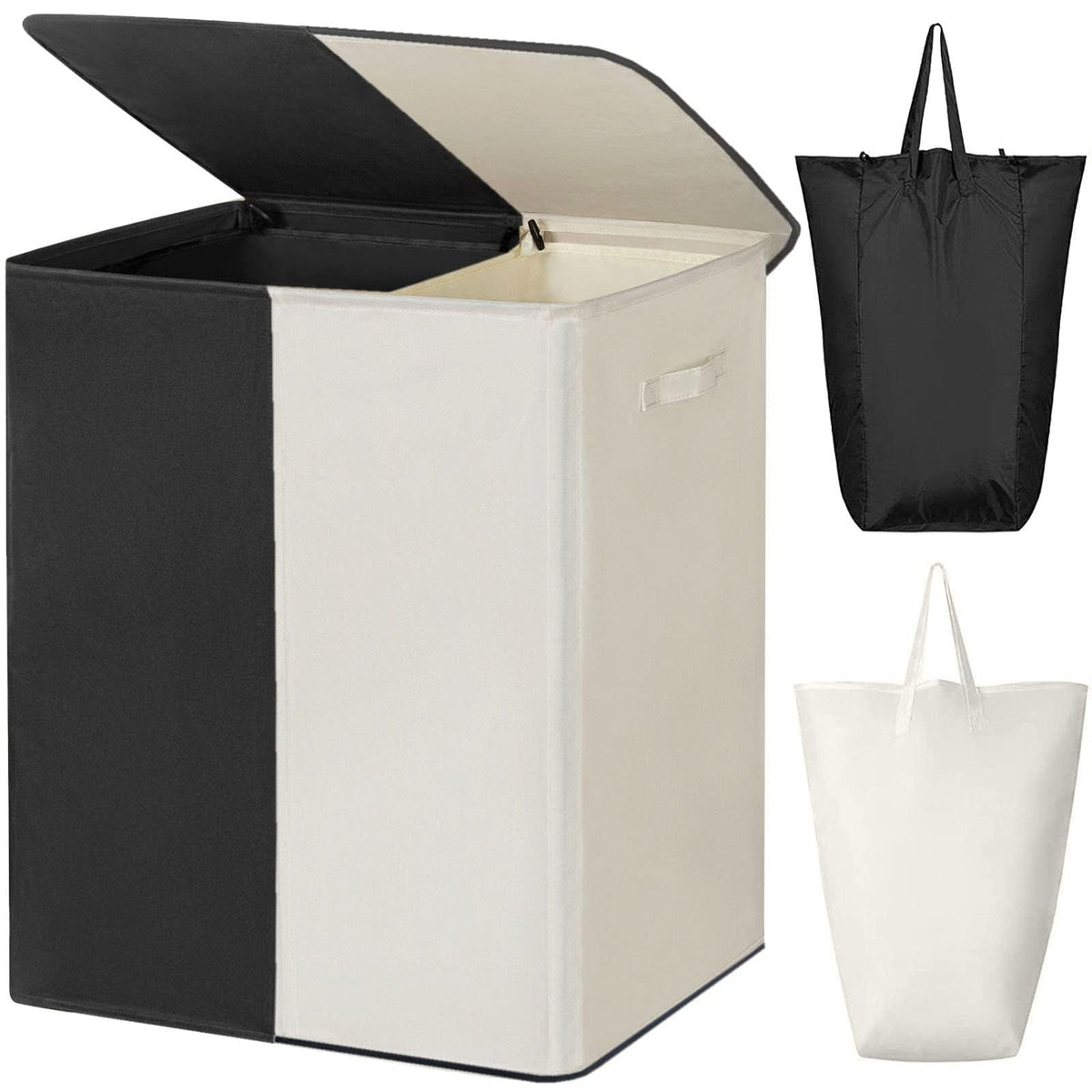 WOWLIVE double hamper front view showing organized dual compartments and tidy look