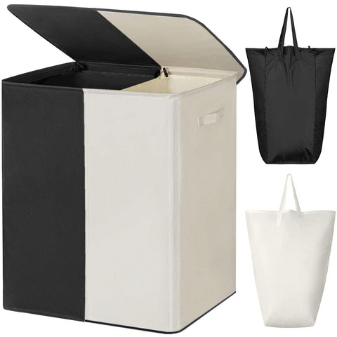 WOWLIVE double hamper front view showing organized dual compartments and tidy look