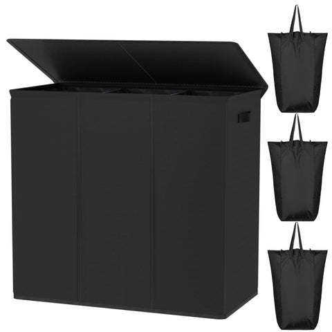 WOWLIVE front view of lidded hamper showing neat storage and concealed laundry