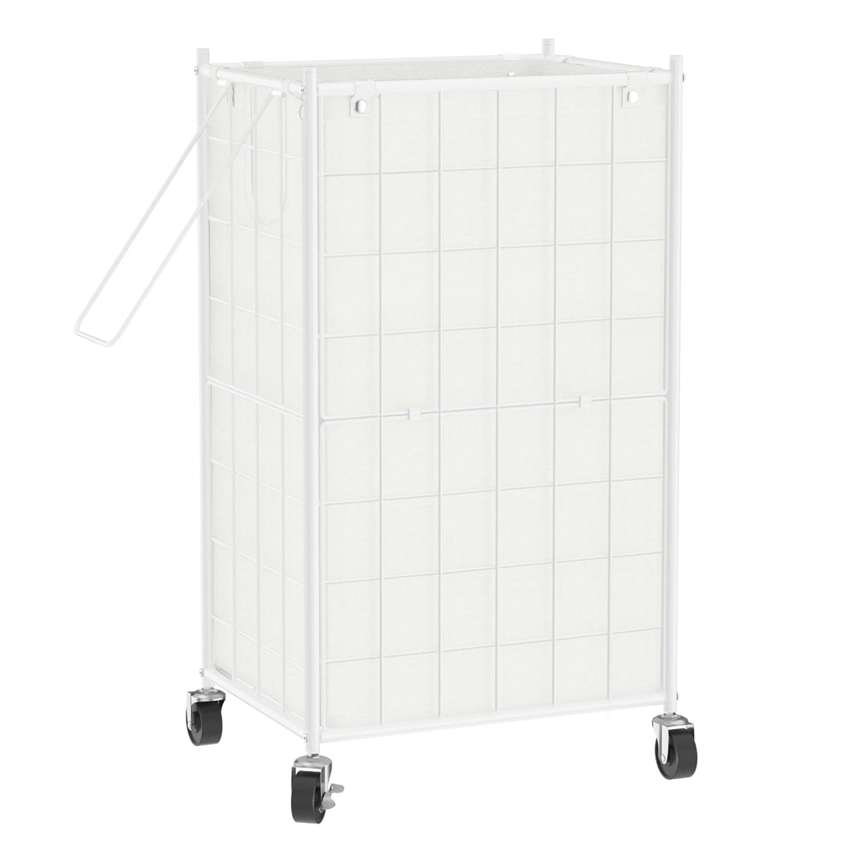 WOWLIVE front view of rolling laundry basket showing tidy storage benefit