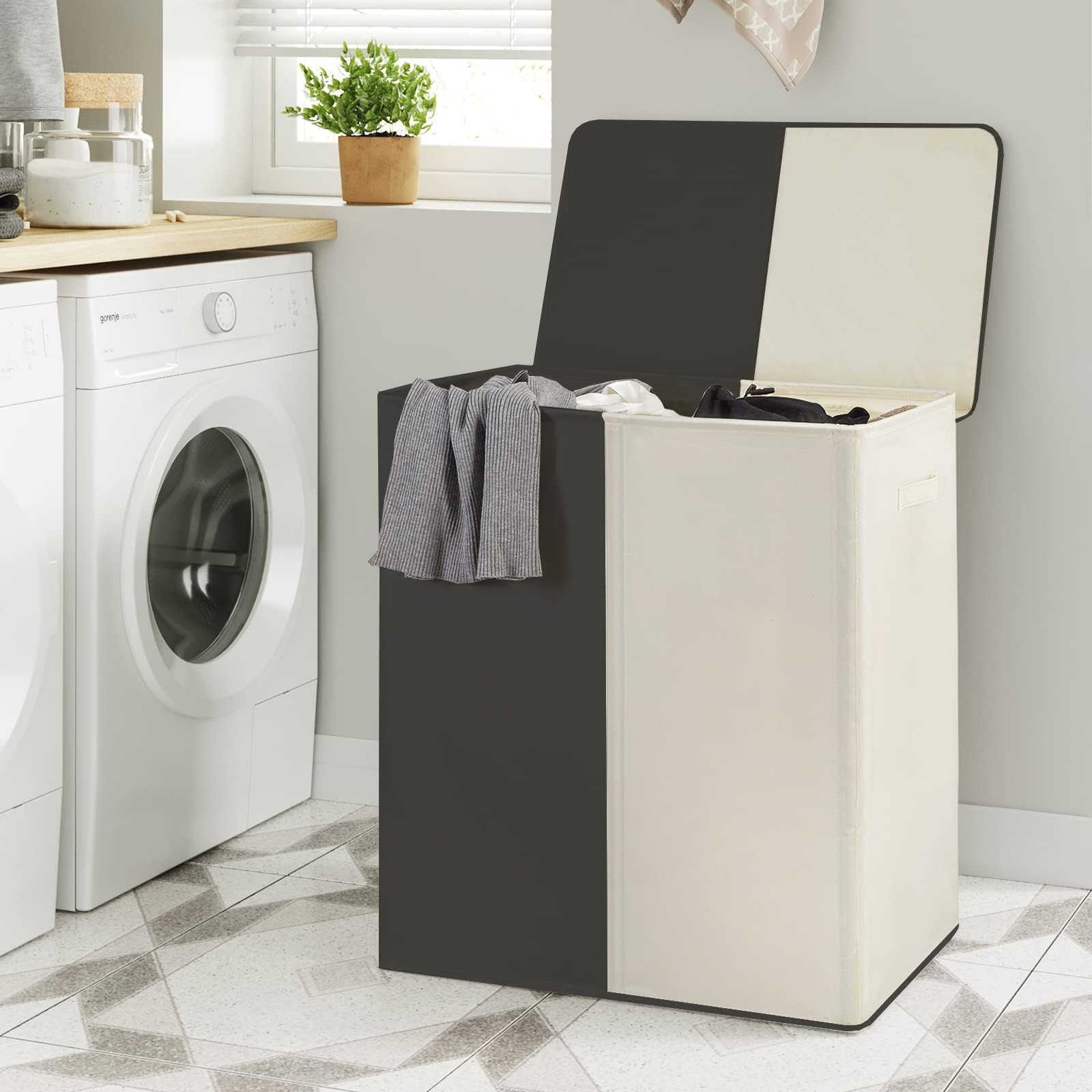 WOWLIVE hamper in bathroom lifestyle scene keeping room neat and accessible