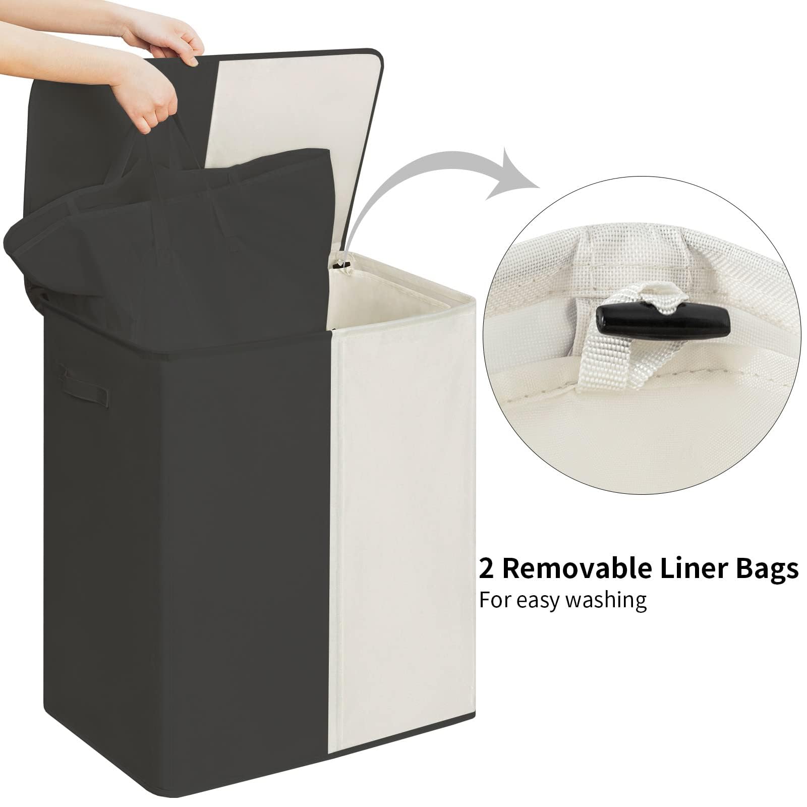 WOWLIVE sturdy lid closed detail providing concealed storage and odor reduction