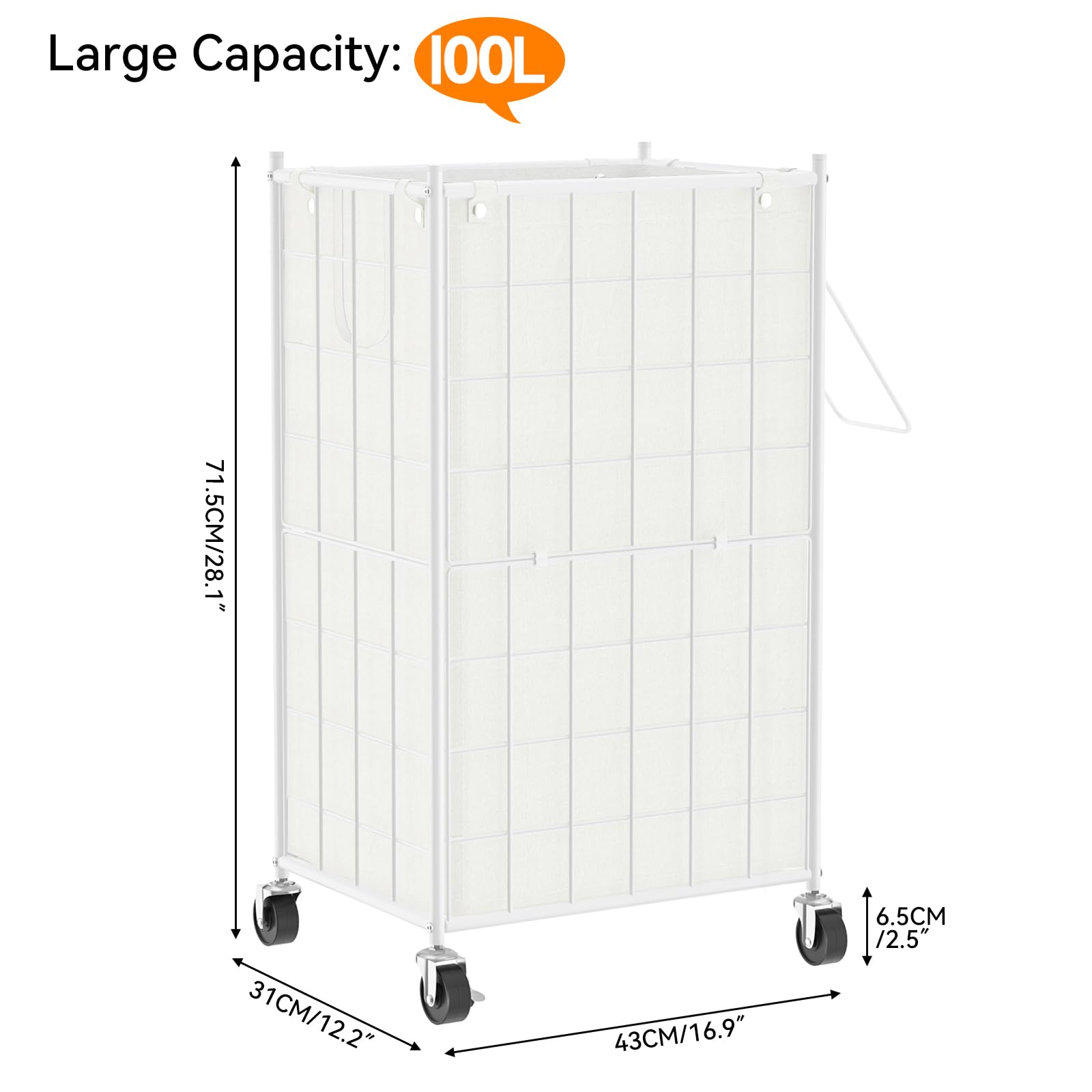 WOWLIVE in-use image rolling hamper between rooms for effortless transport