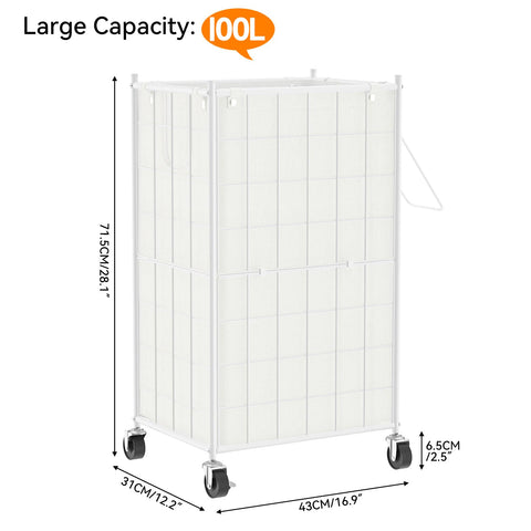 WOWLIVE in-use image rolling hamper between rooms for effortless transport