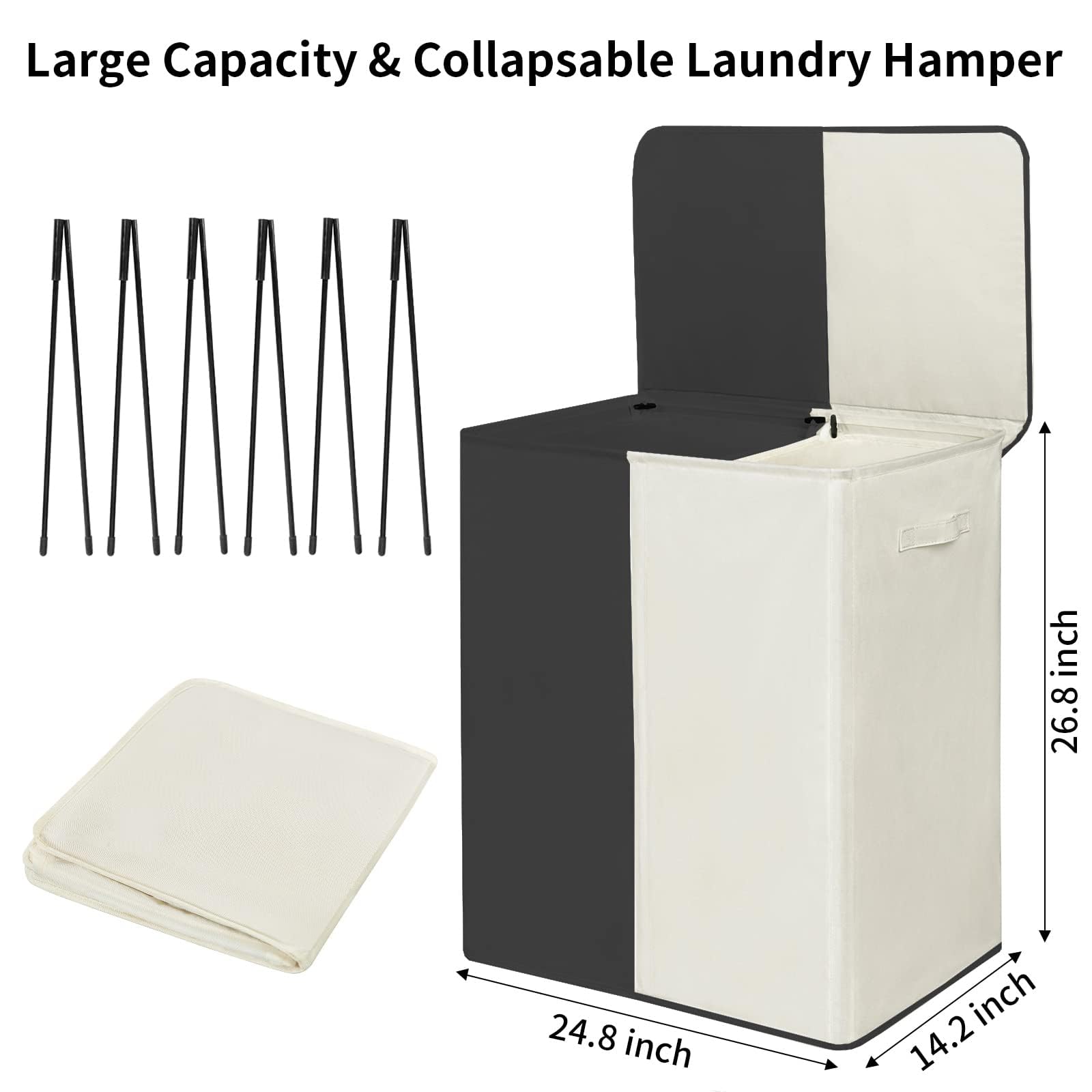 WOWLIVE removable liner bag closeup with handles for easy laundry transport