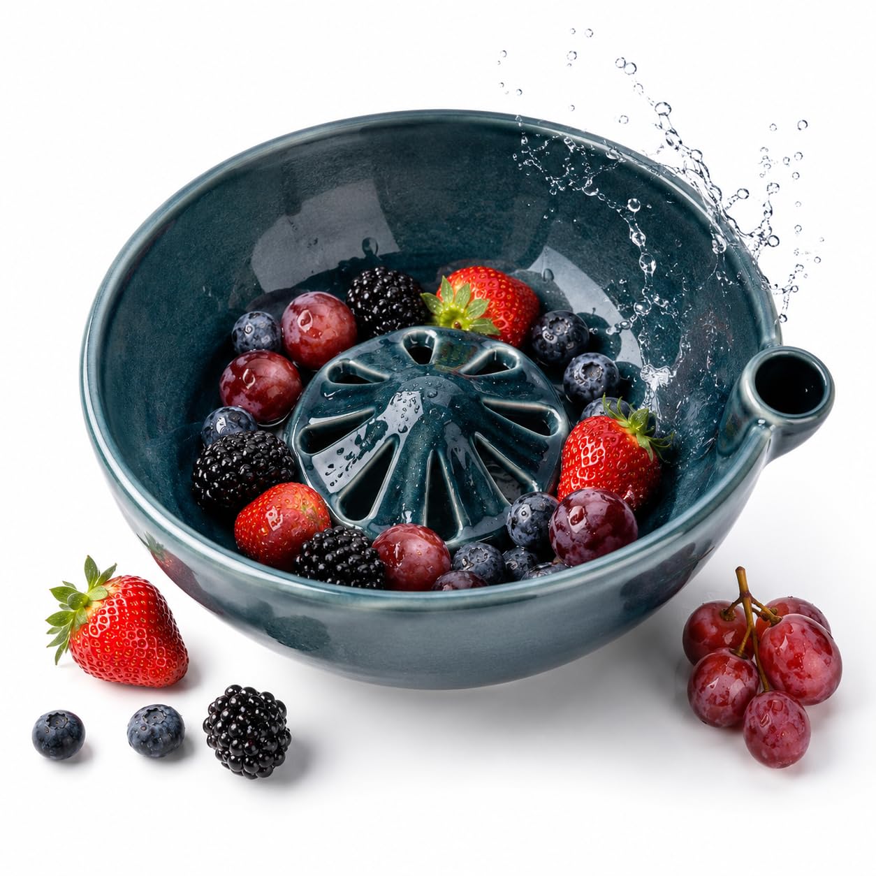wowsome front view of glazed ceramic berry bowl showing shape and serving readiness