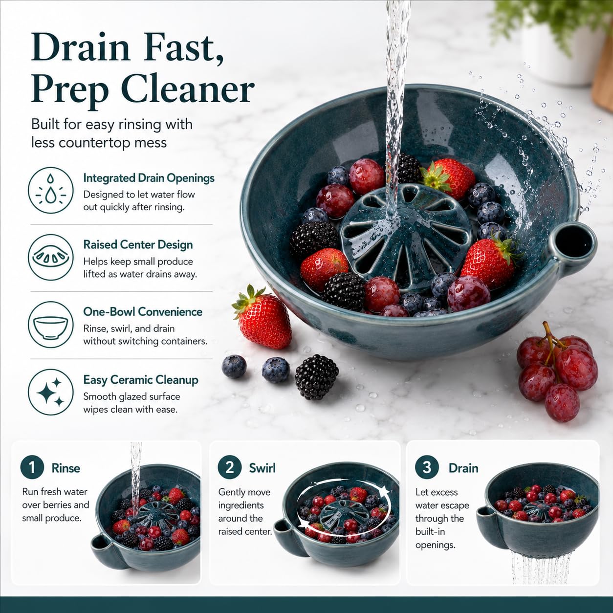 wowsome serving bowl on table filled with berries demonstrating ready-to-serve look