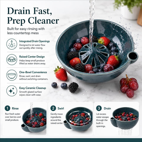 wowsome serving bowl on table filled with berries demonstrating ready-to-serve look