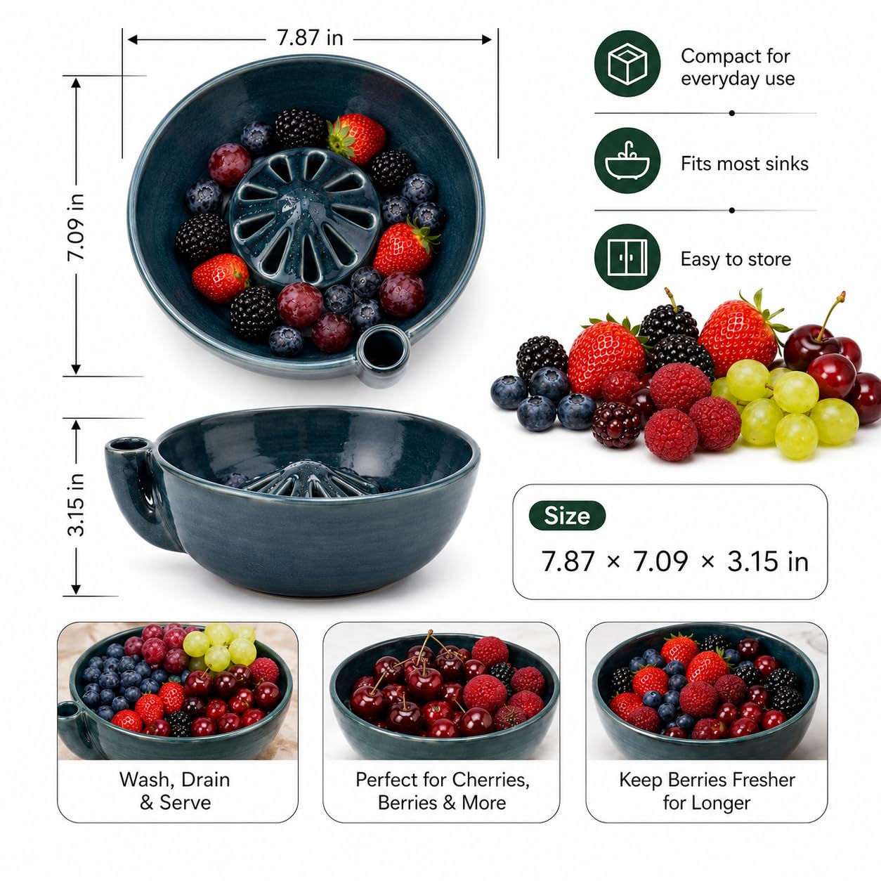 wowsome bowl next to hand showing scale and convenient size for countertop use