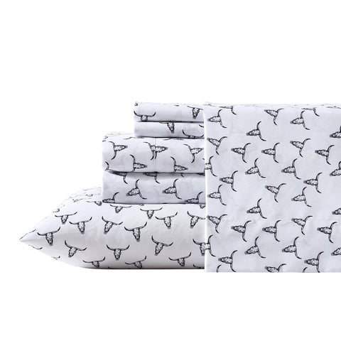Wrangler front view of queen sheet set showing neat fit and color option benefit