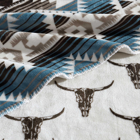 Wrangler folded throw stacked to show size and easy storage benefit