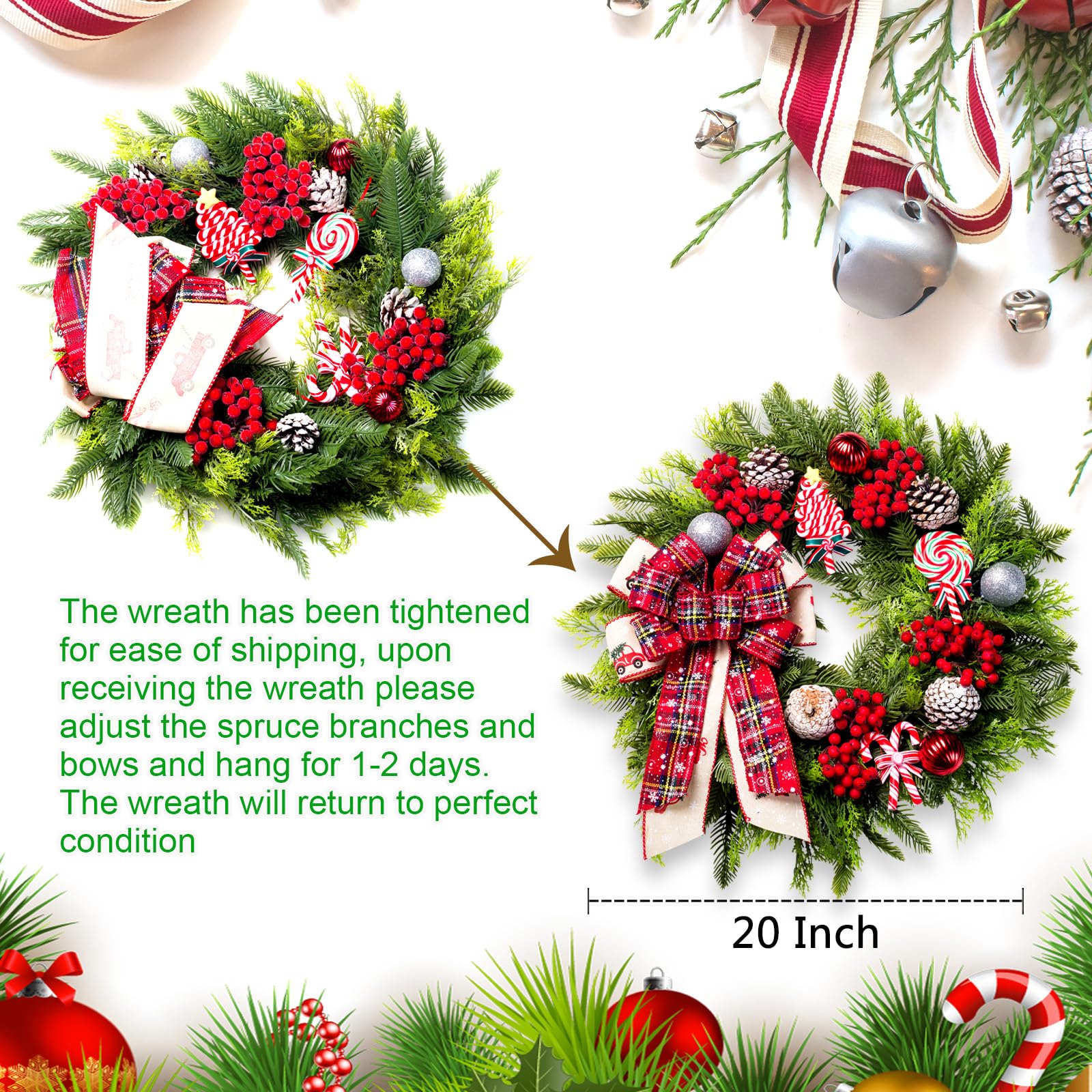 WREATHOME wreath on mantel enhancing indoor holiday decor