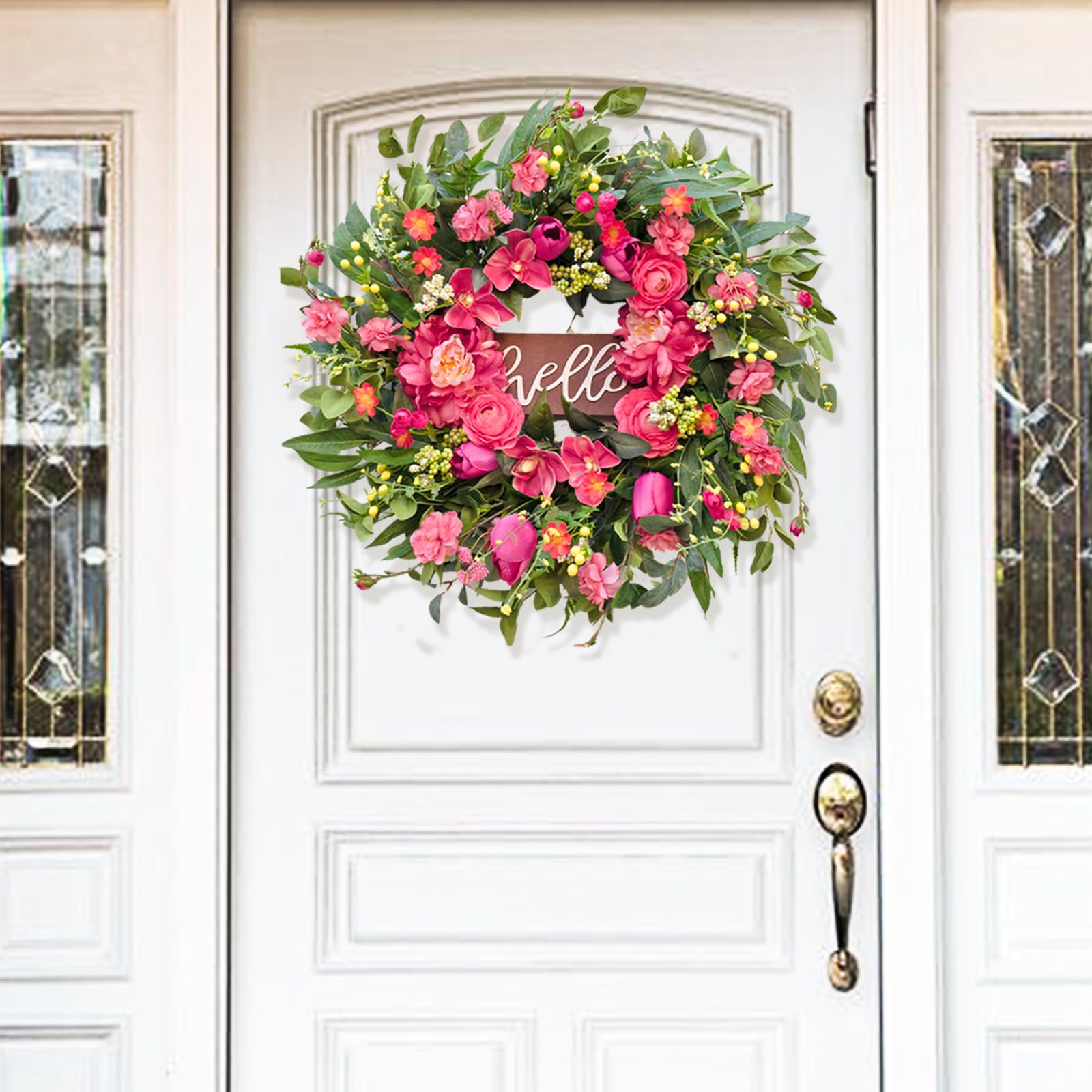 wreathqueen close-up of pink peony detail highlighting lifelike petals and color