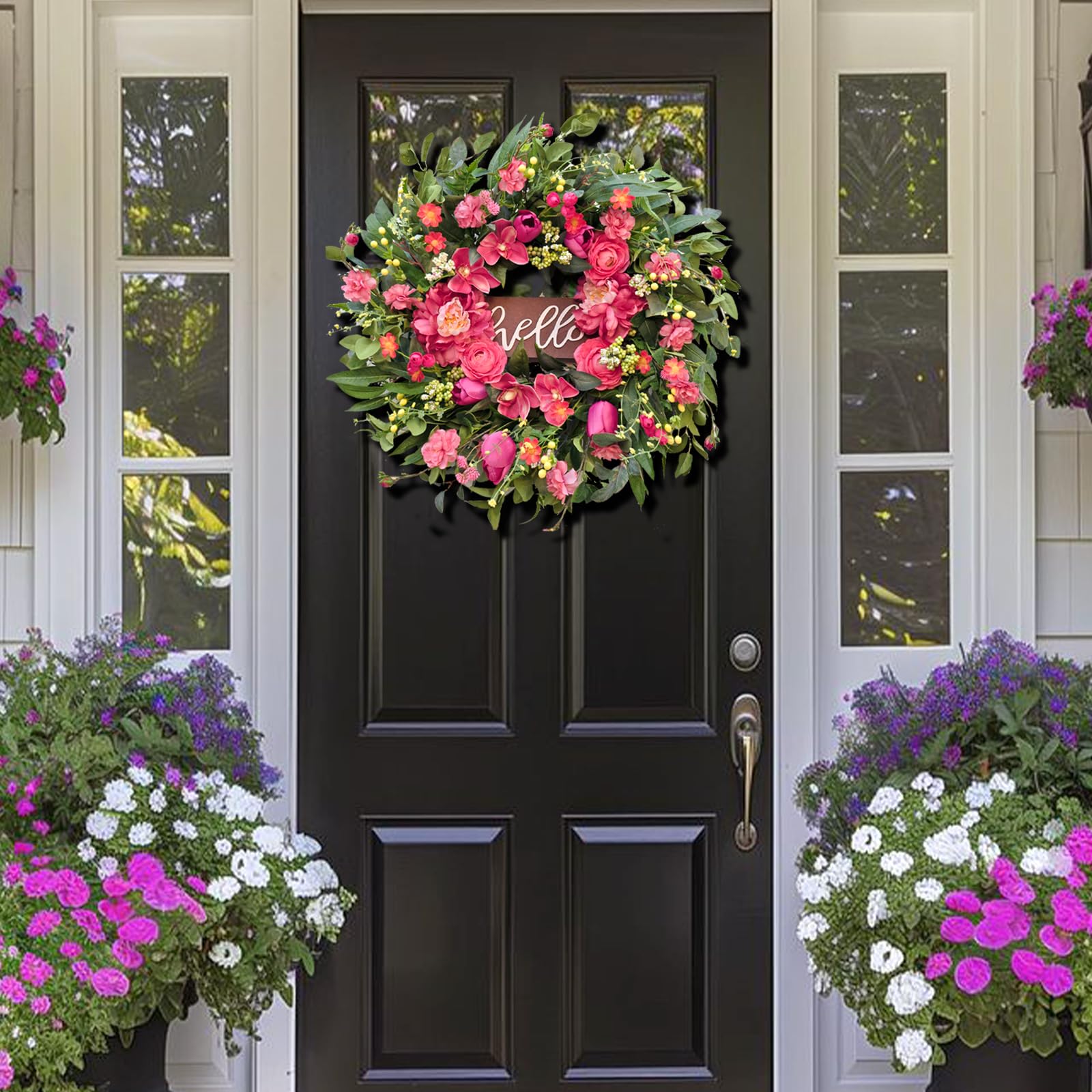 wreathqueen scale comparison next to a door to show true 24-inch size