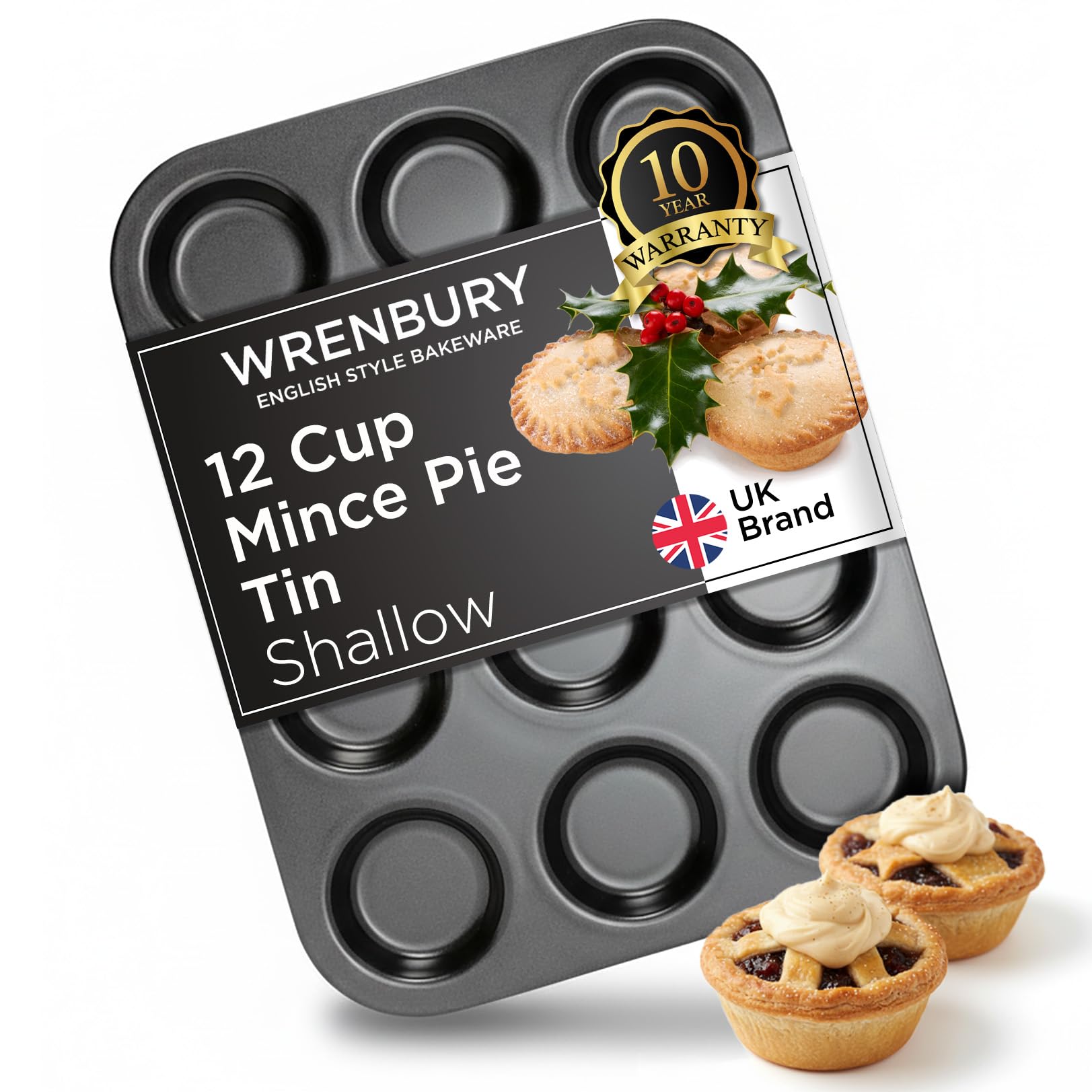 Wrenbury front view of 12-cup tin showing design and branding benefit easy storage