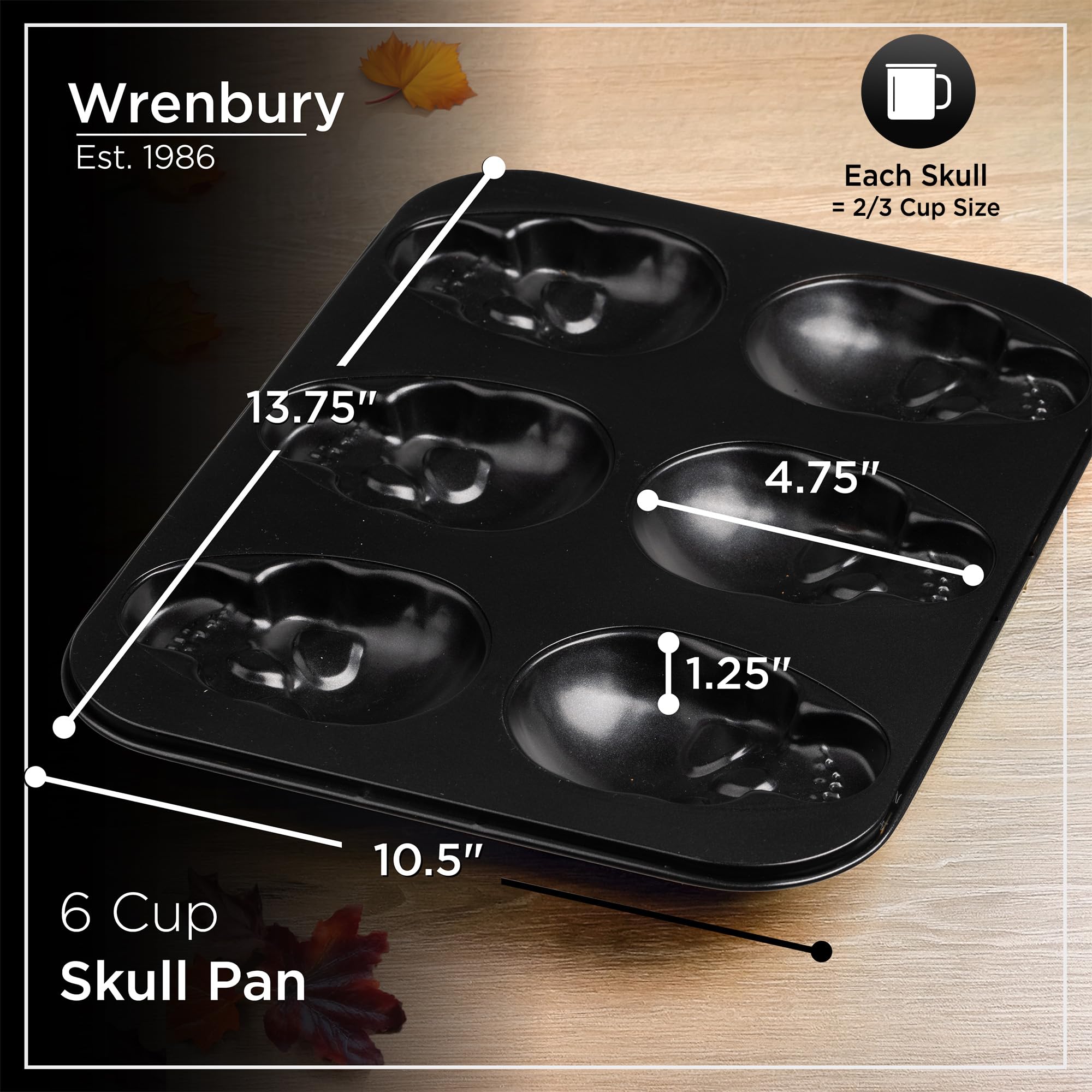 Wrenbury skull muffin release closeup showing clean nonstick release and preserved detail