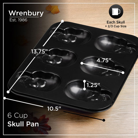 Wrenbury skull muffin release closeup showing clean nonstick release and preserved detail