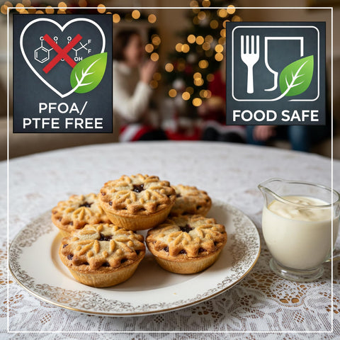 Wrenbury tray filled with mince pies highlighting neat shapes and tidy release