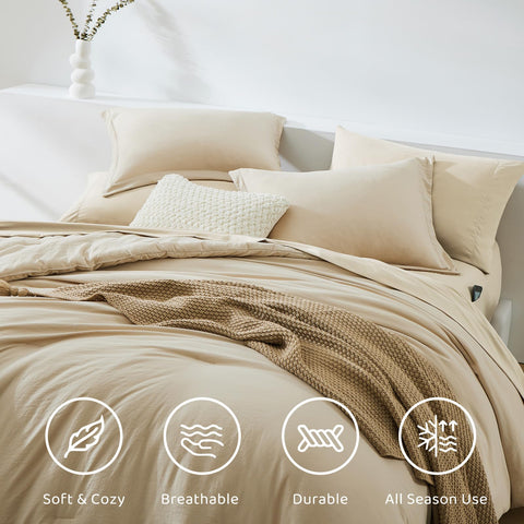 WRENSONGE styled bedroom with set showing how neutral bedding complements décor