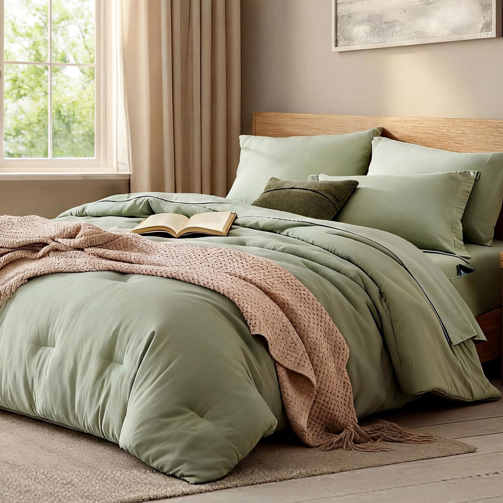WRENSONGE front packaging view showing oversized queen comforter set and easy styling benefit