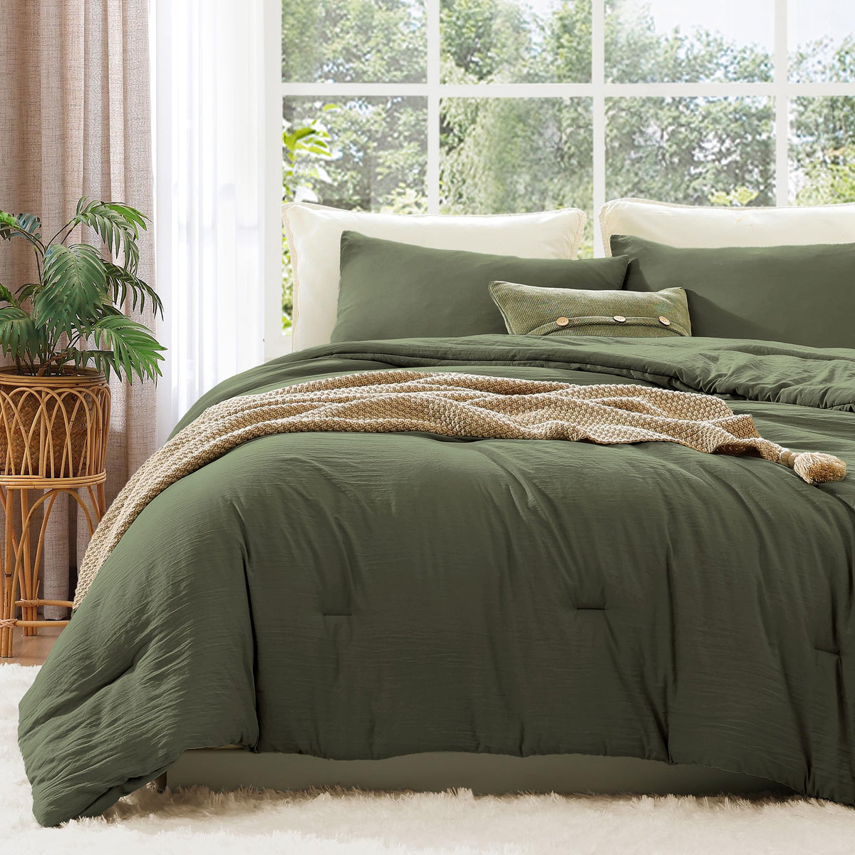 WRENSONGE front view of king comforter set showing neat packaging and color