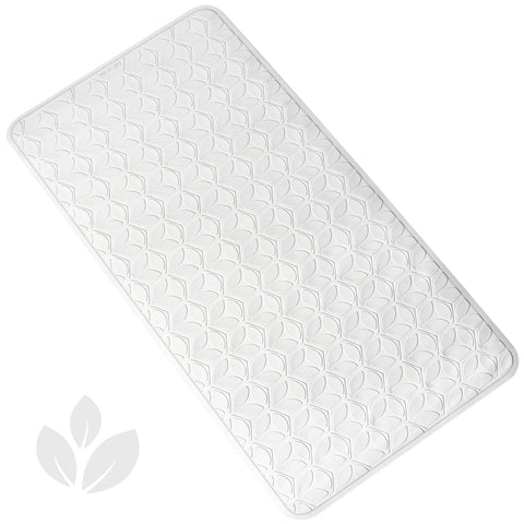 WRISIN front view of white bath mat showing shape and full coverage benefit