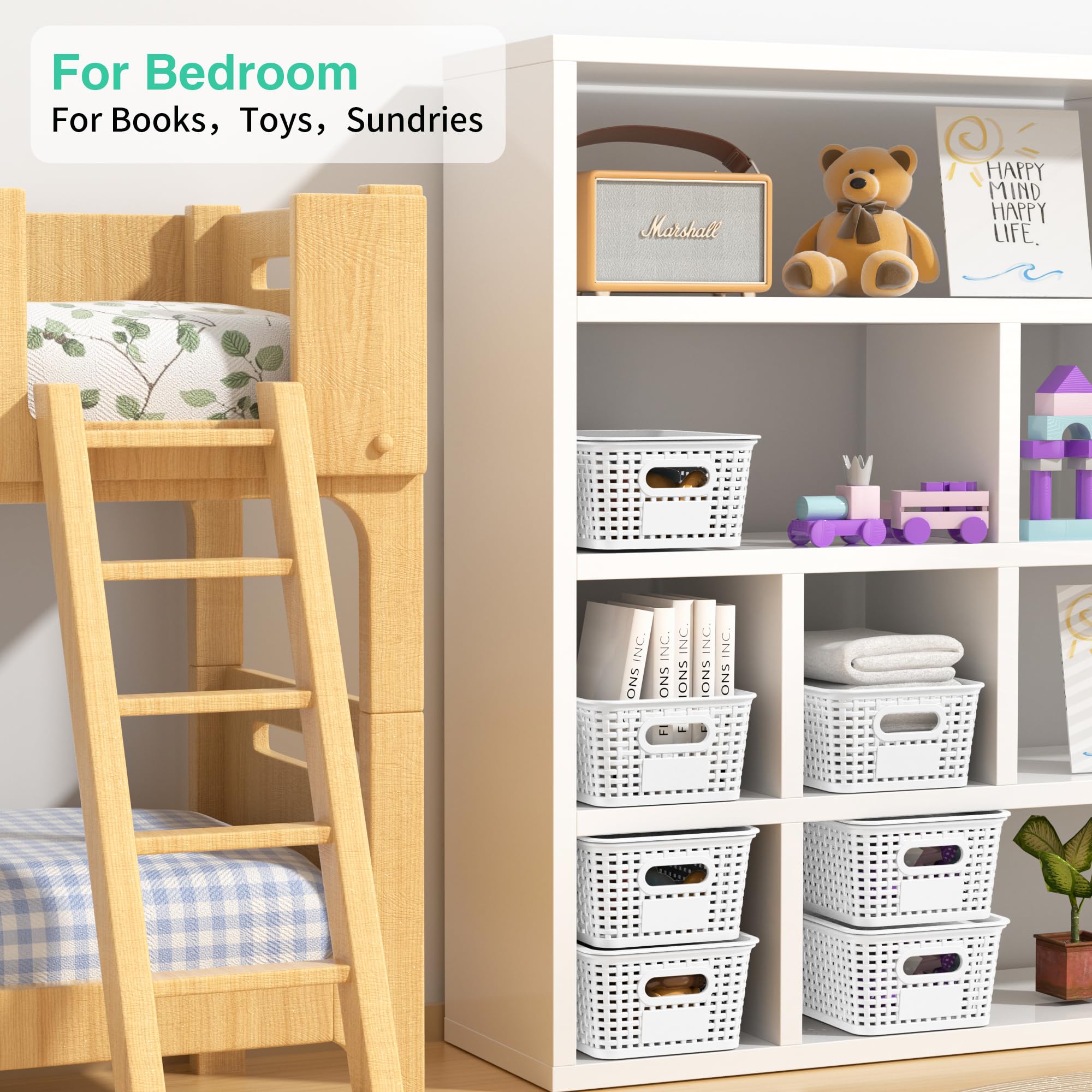 Wrrlors stacked baskets on shelf showing space-saving organization