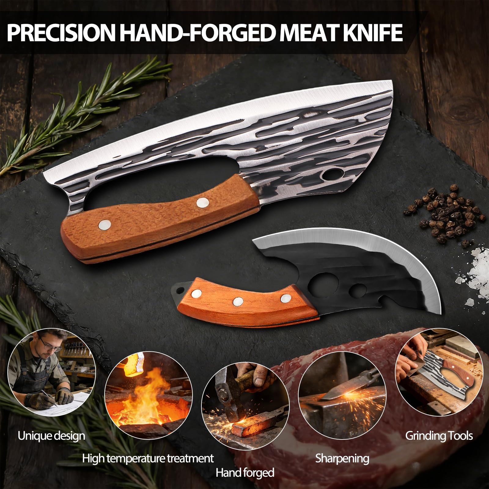 Wruhamd blade closeup highlighting hand‑hammered finish and corrosion resistance