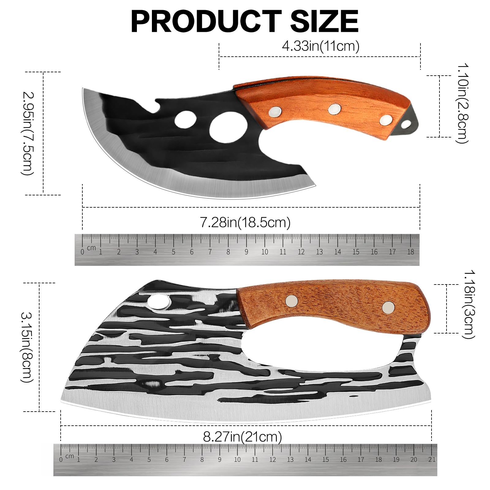 Wruhamd boning knife front view with narrow tip for precise trimming and filleting
