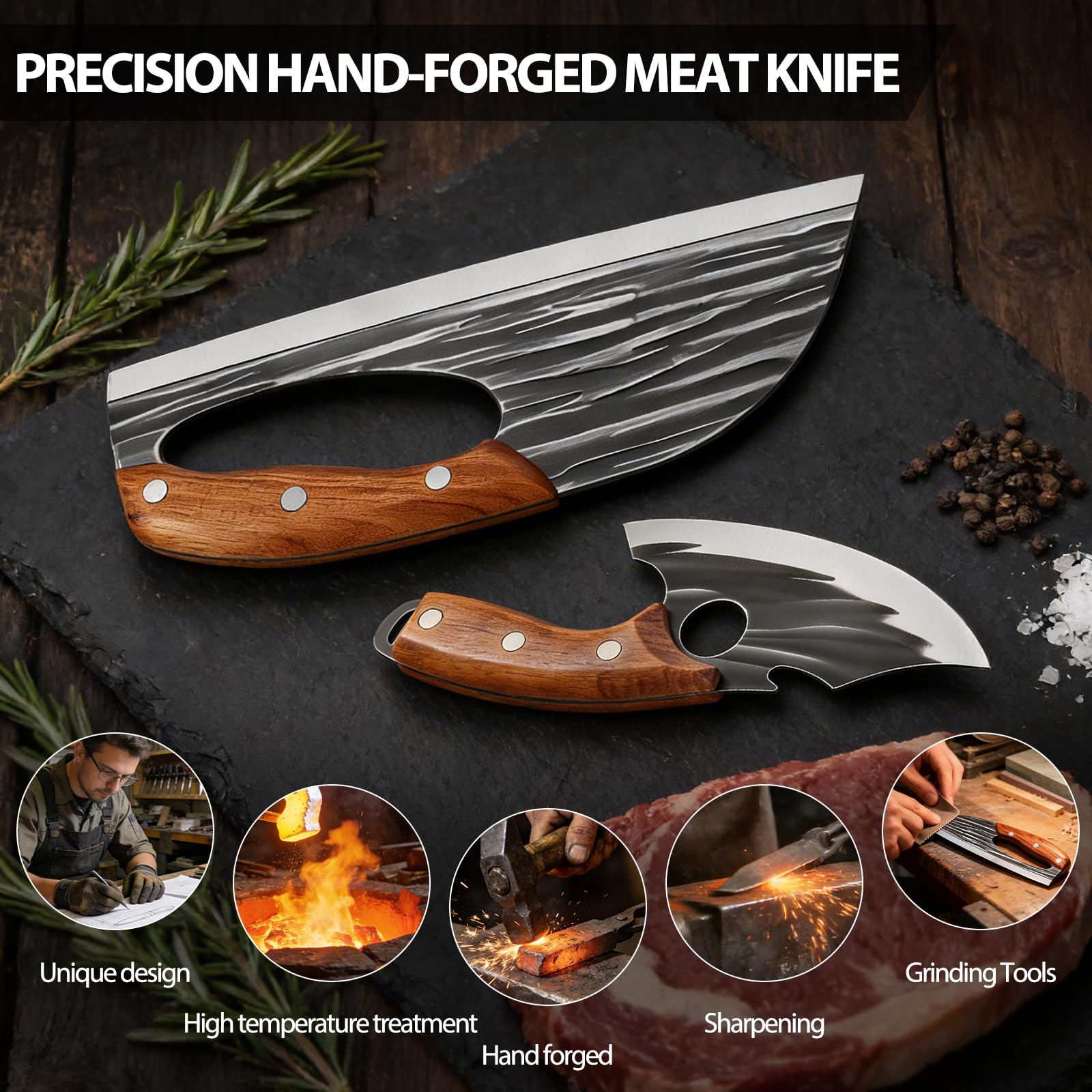 Wruhamd boning knife with leather sheath protecting blade for safe storage