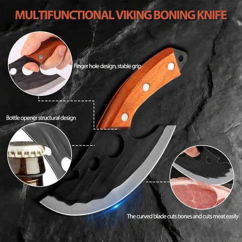 Wruhamd boning knife with leather sheath for safe storage and transport