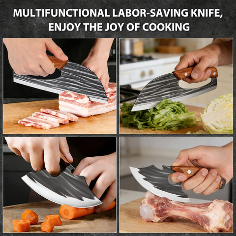 Wruhamd two-knife set next to ruler showing size and kitchen versatility