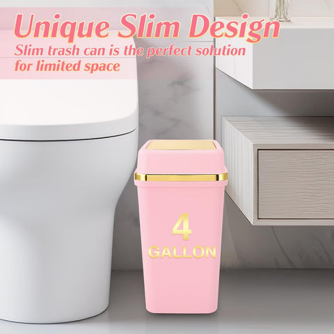 WSBArt pink trash can gold trim closeup adding stylish accent to décor